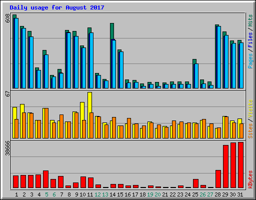 Daily usage for August 2017